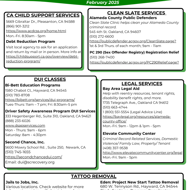 Alameda County Reentry Resources (One-pager)