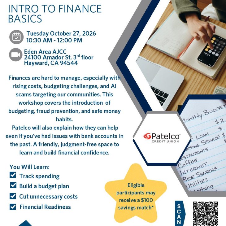 Tues/Mart 10.27.26 Patelco Credit Union: Intro to Finance Basics @ Hayward CORE