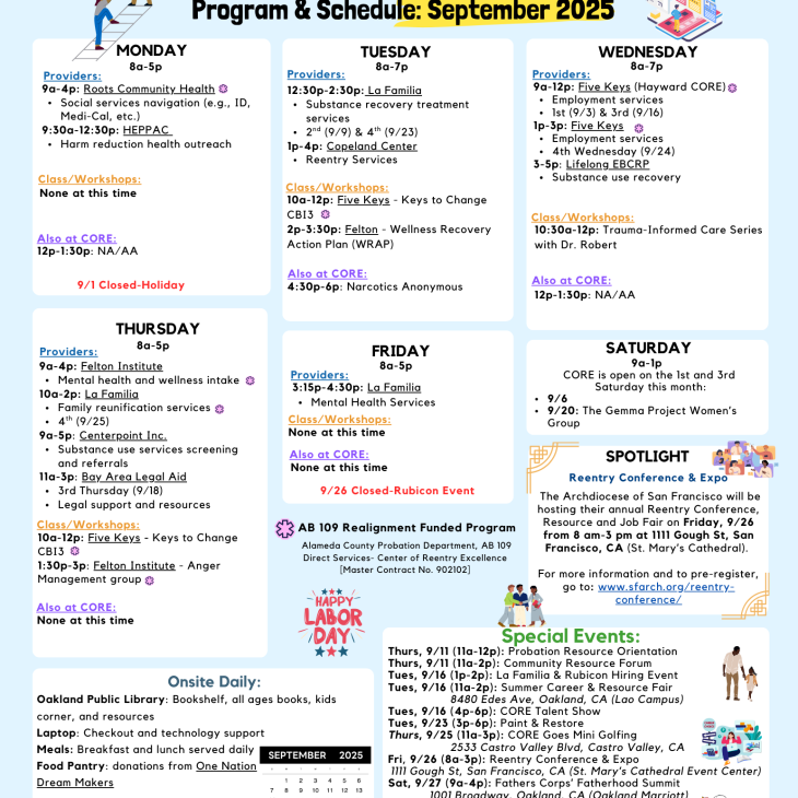 CORE September 2025 Calendar