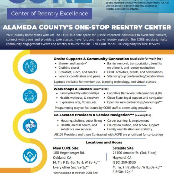 Center of Reentry Excellence (CORE) flyer